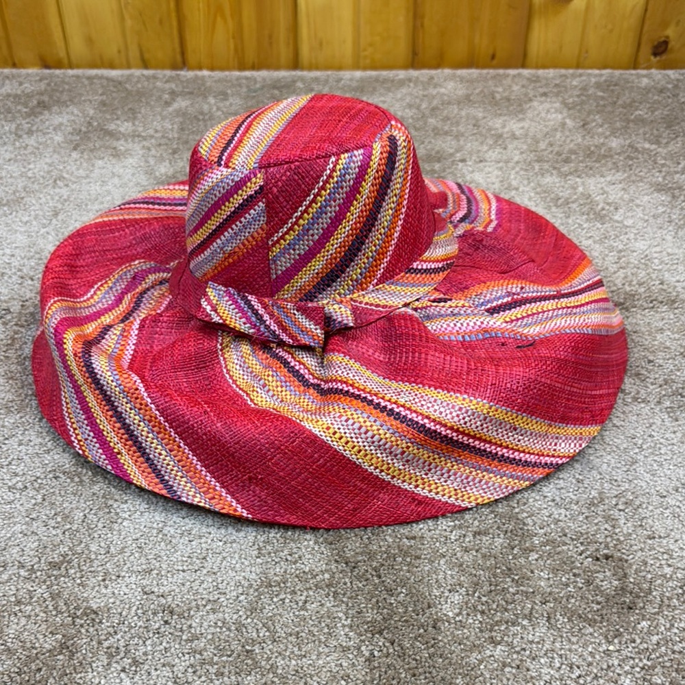 Anthropologie Striped Red and Pink multicolored Women's Sun Hat